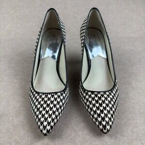 Michael Kors Heels Womens 9M Black White‎ Houndstooth Dorothy MK-Flex Mid Pump